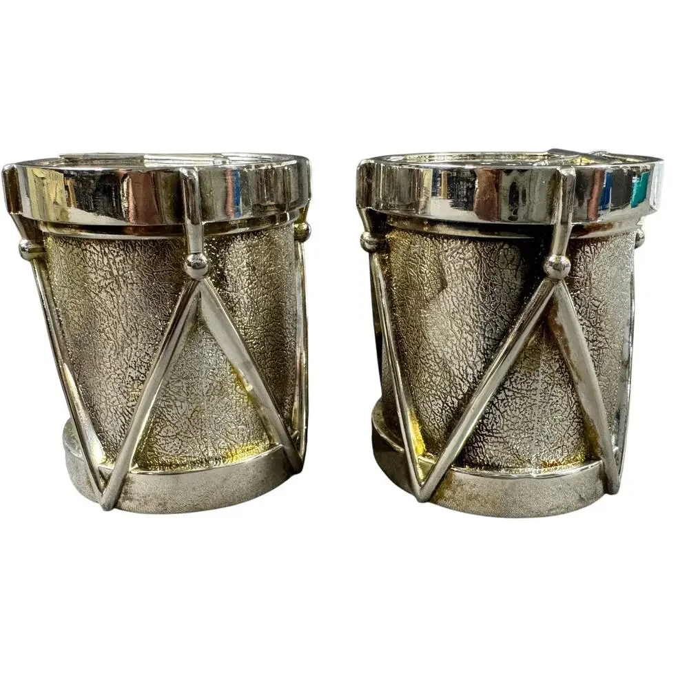 Vintage Towle Silverplate Drums Salt & Pepper Shakers Original Box